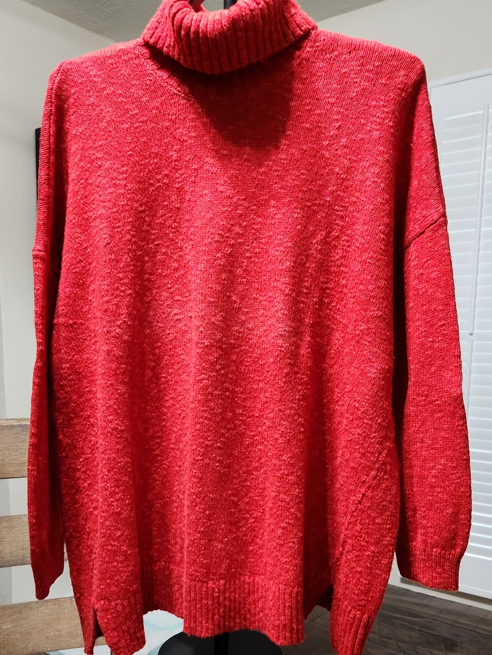 J Jill Turtleneck Sweater | Red Marbled Texture | X-Large